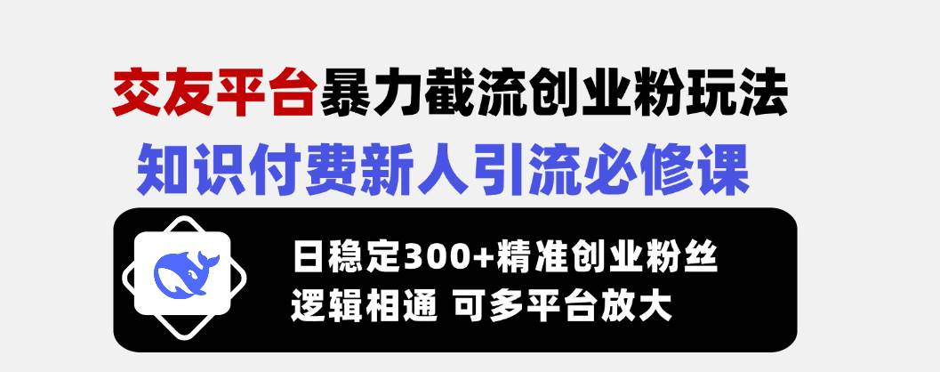 (3.7)交友平台暴力截流创业粉玩法，知识付费新人引流必修课，日稳定300+精准